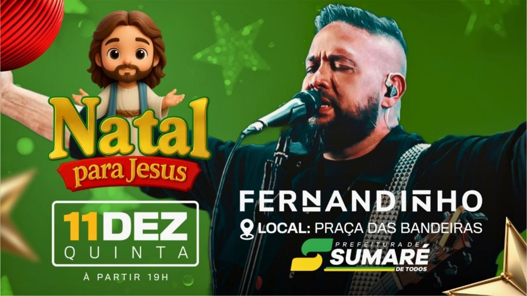 Fernandinho fará inauguração do Natal para Jesus em Sumaré